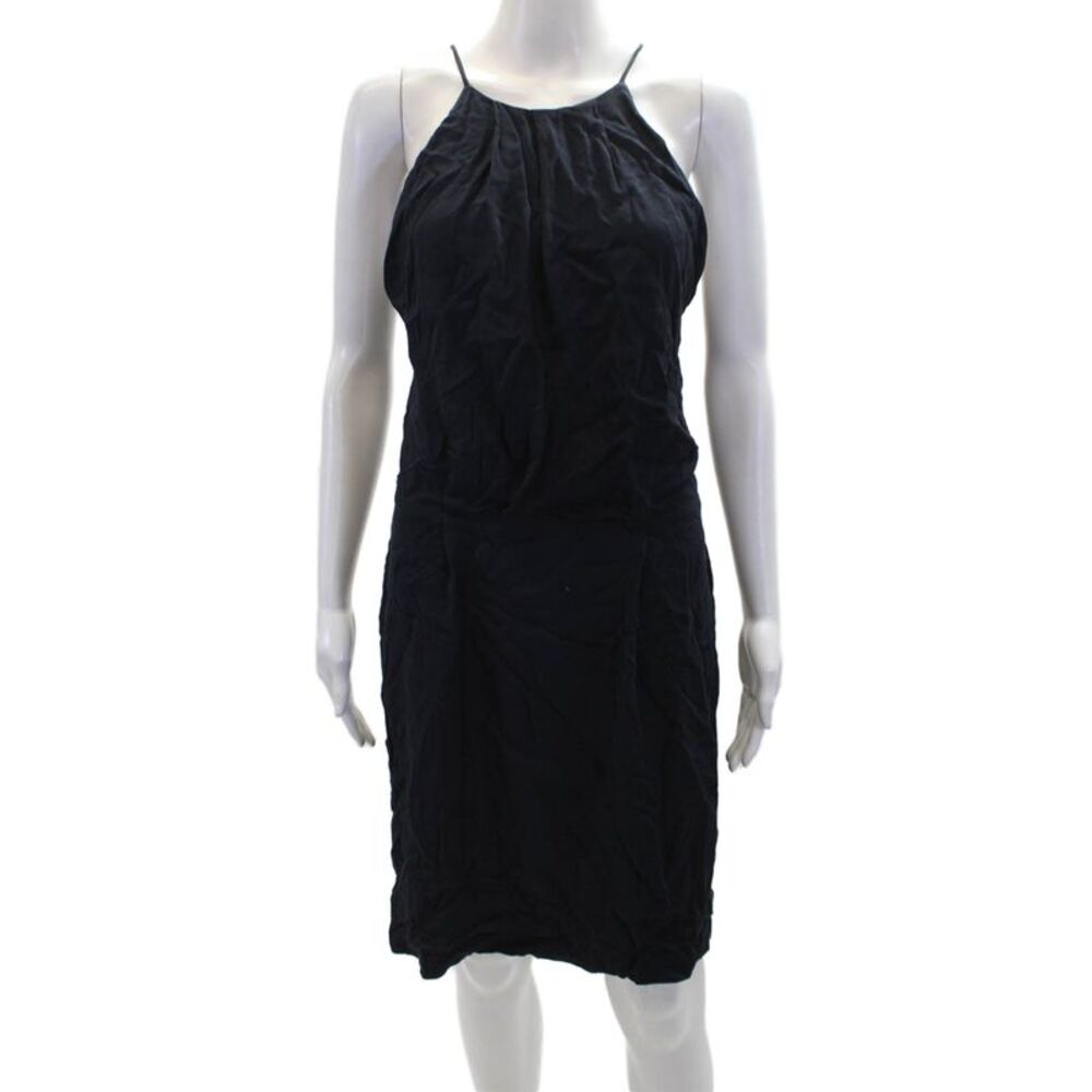 Samsoe & Samsoe Womens Sleeveless Open Back Lace Trim Shift Dress Navy Medium